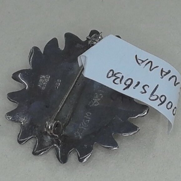 Vintage Sergio Bustamante Sterling Silver Sun Face Brooch – 1.1” - Picture 3 of 3